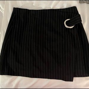 Black pinstripe mini skirt